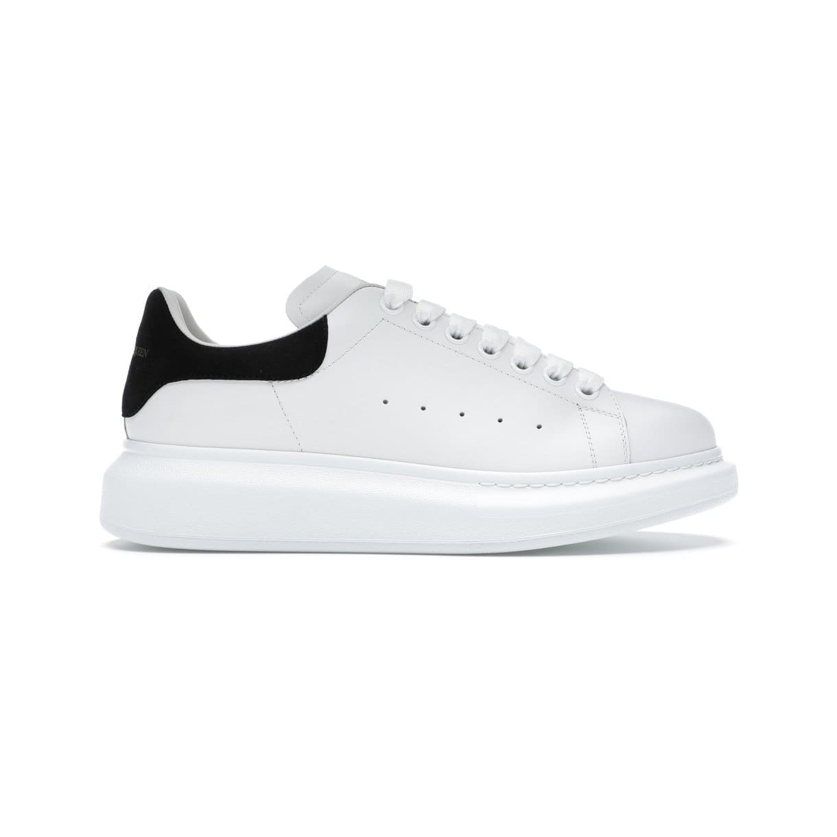 Alexander McQueen Oversized Sneaker White Smooth Calf Leather with Black Suede Heel Replica