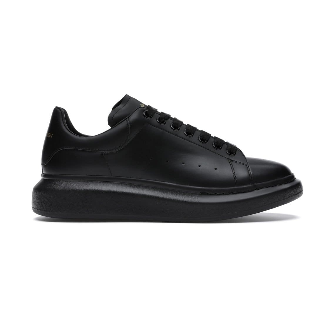 Alexander McQueen Oversized Sneaker Black Smooth Calf Leather with Black Sole Replica