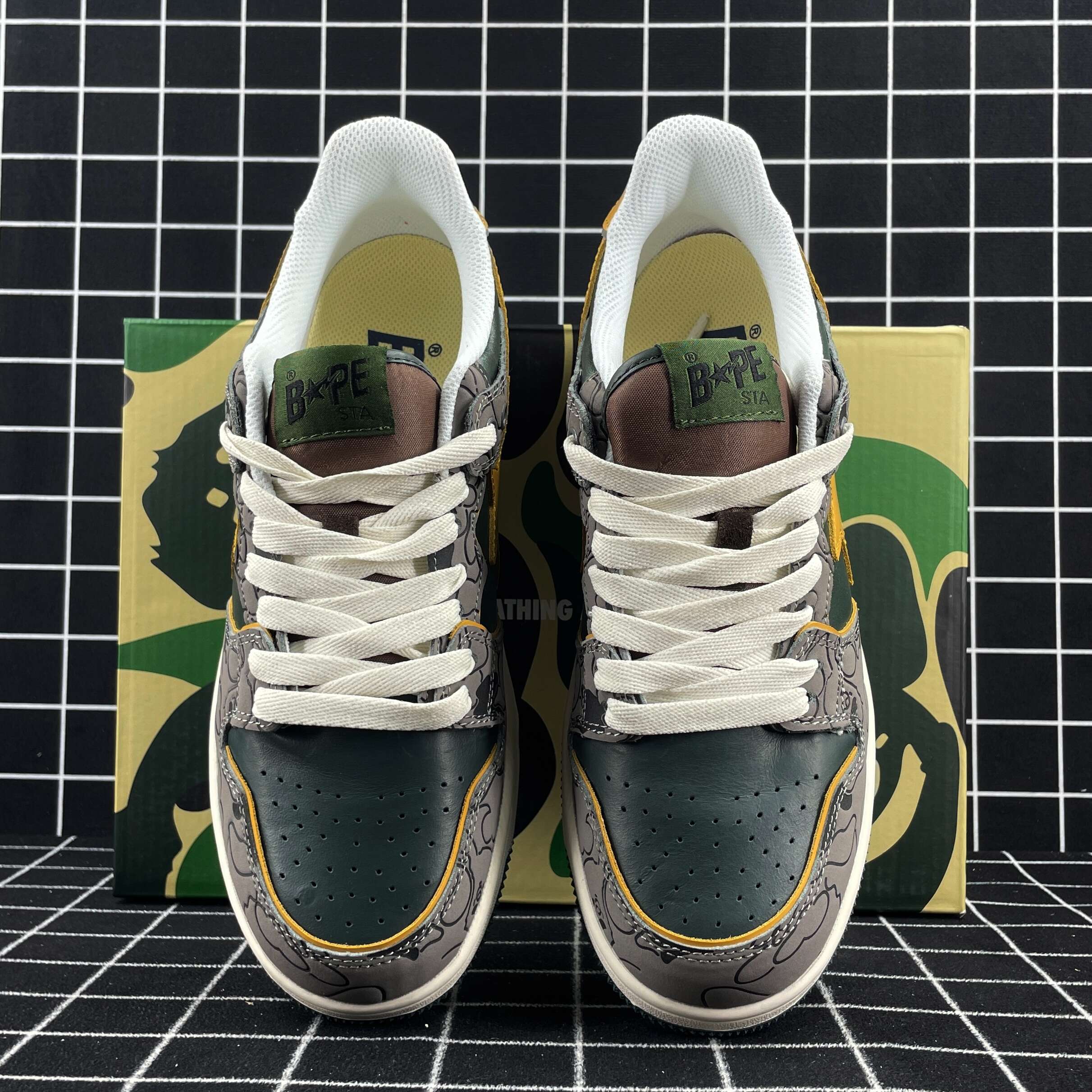 A Bathing Ape Bape Sk8 Sta Grey Mustard Yellow Replica