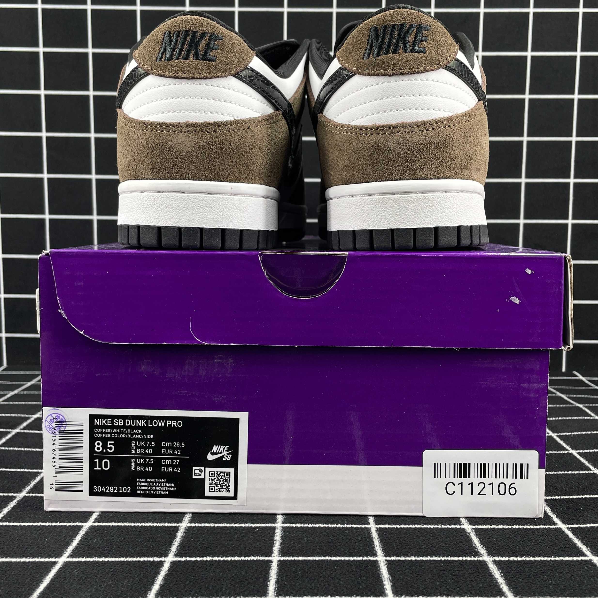 Nike SB Dunk Low White Black Trail End Brown Replica