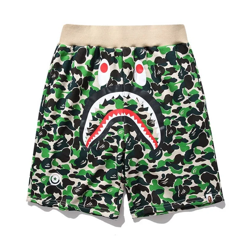 2024 APE Shark Mouth Camo Print Casual Shorts Loose Unisex Style 37