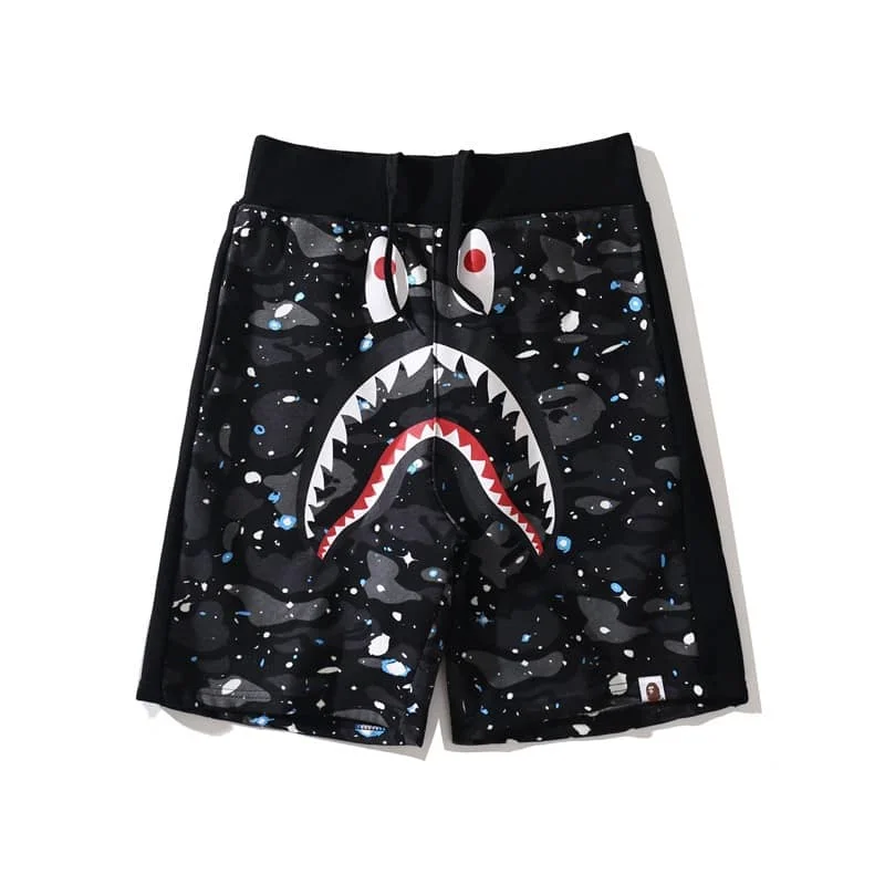 2024 APE Shark Mouth Camo Print Casual Shorts Loose Unisex Style 8