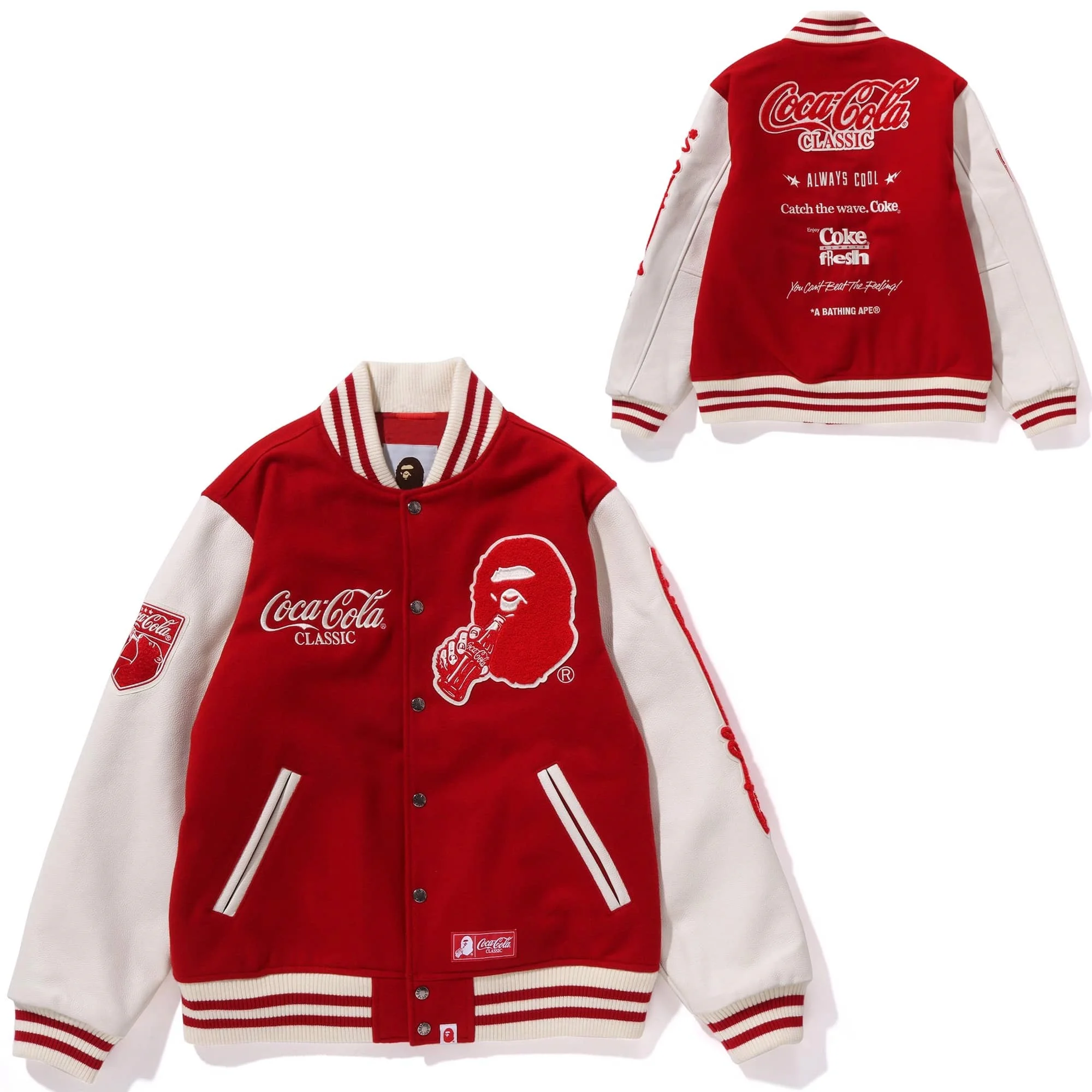 APE Embroidered Velveteen Letter Owl Pilot PU Sleeve Bomber Jacket Men Style 4