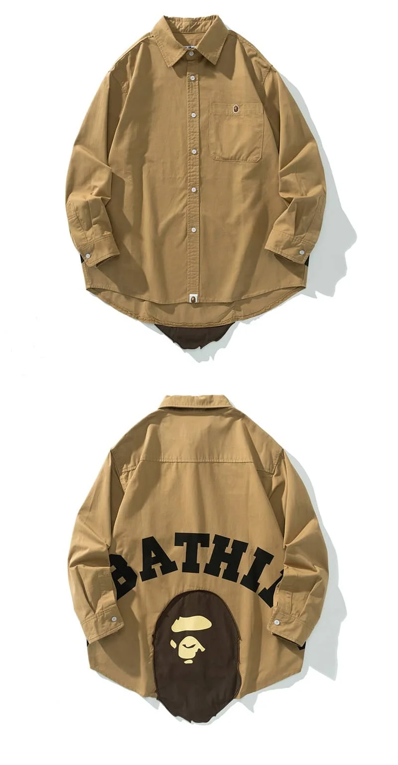APE Giant Ape Tailored Shirt Long Sleeve Loose Retro Casual Shirt