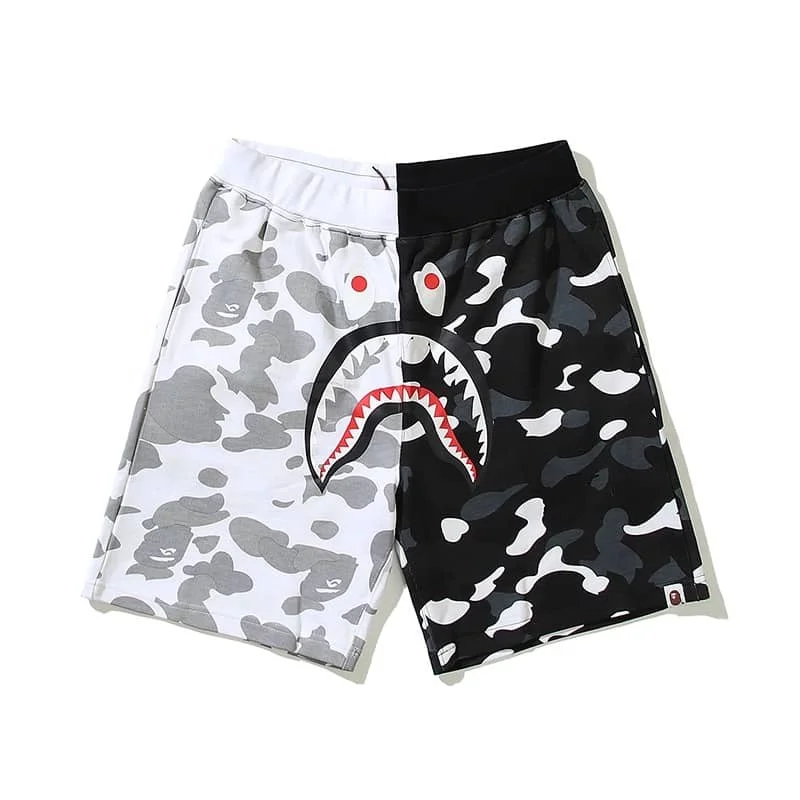 APE Night Glow Shark Side Panel Print Casual Fashion Shorts Unisex Style 7