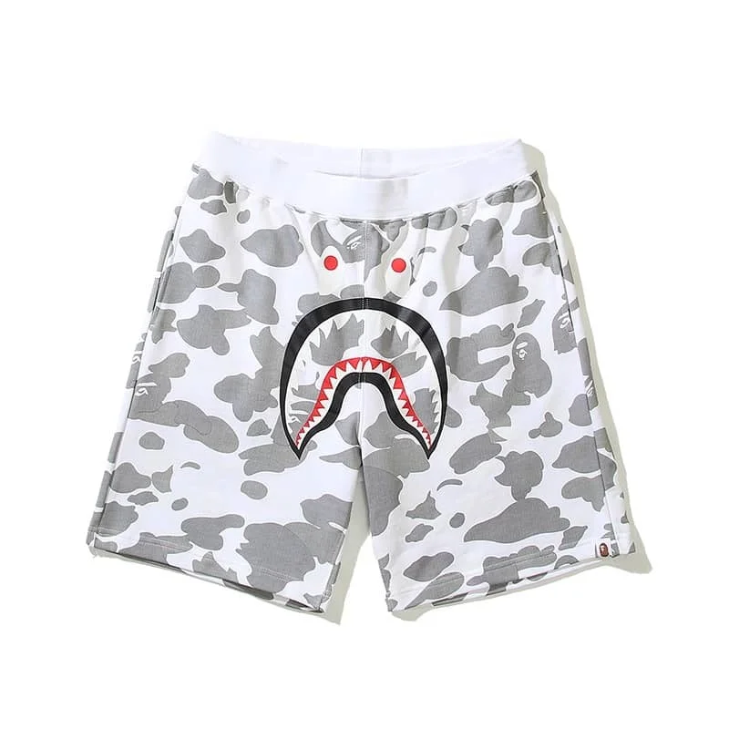 APE Night Glow Shark Side Panel Print Casual Fashion Shorts Unisex Style 9