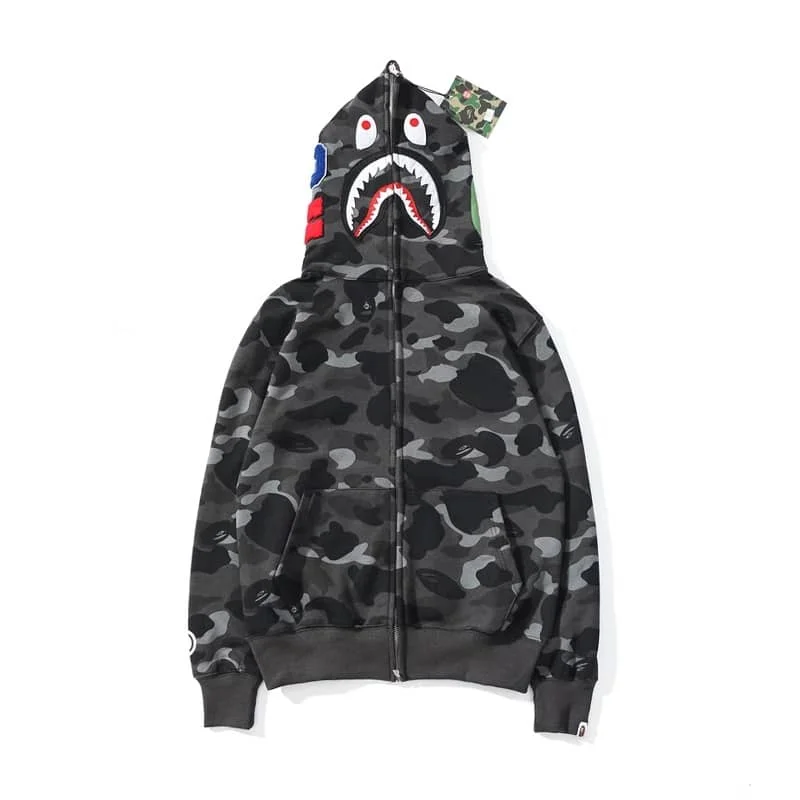 APE Shark Classic Camo Hoodie Unisex Street Hip to Hop Fleece Jacket Style 4