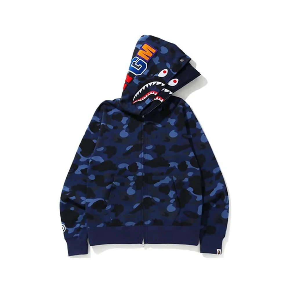 APE Shark Glow Spot Camo Double Hoodie Unisex Fleece Autumn Winter Jacket Style 2