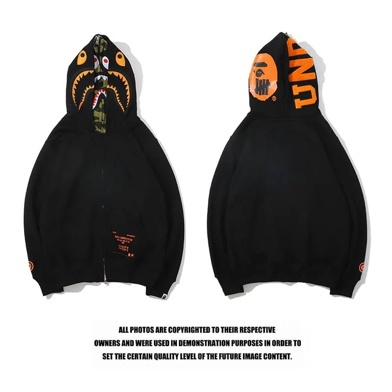 APE Shark Glow Spot Camo Double Hoodie Unisex Fleece Autumn Winter Jacket Style 21