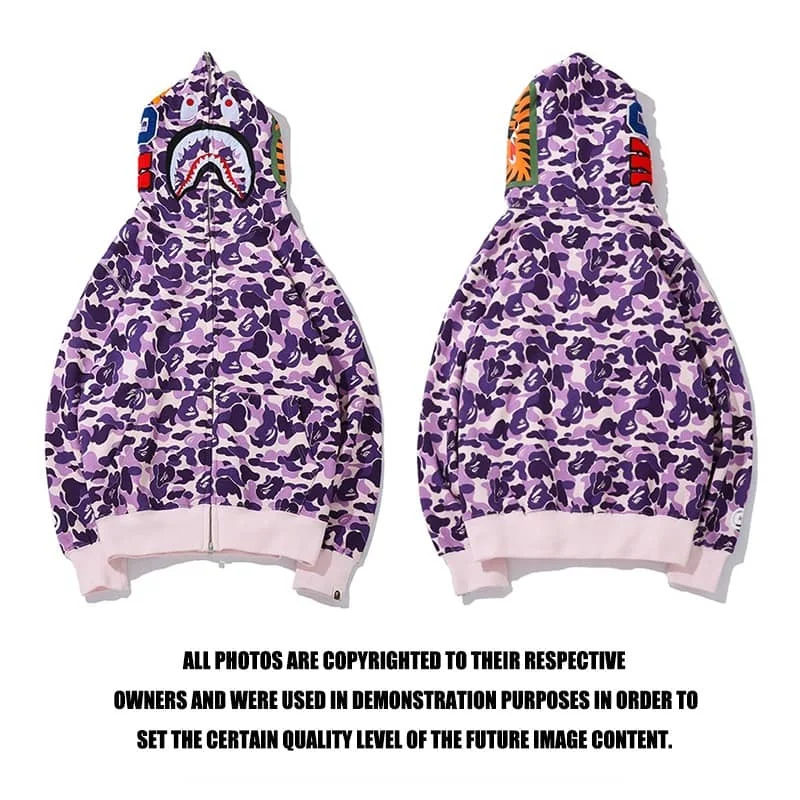 APE Shark Mouth Camo Hoodie Loose Cardigan Unisex Spring Autumn Jacket Style 10