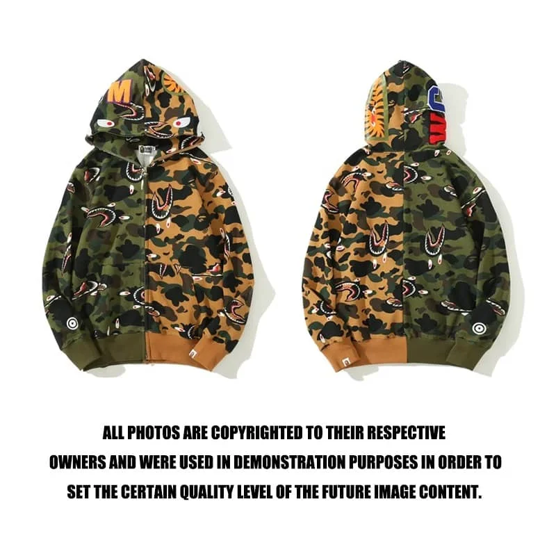 APE Shark Mouth Camo Hoodie Loose Cardigan Unisex Spring Autumn Jacket Style 3