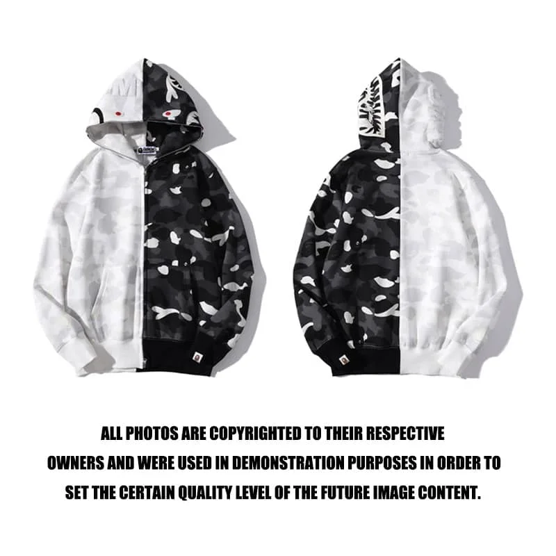 APE Shark Mouth Camo Hoodie Loose Cardigan Unisex Spring Autumn Jacket
