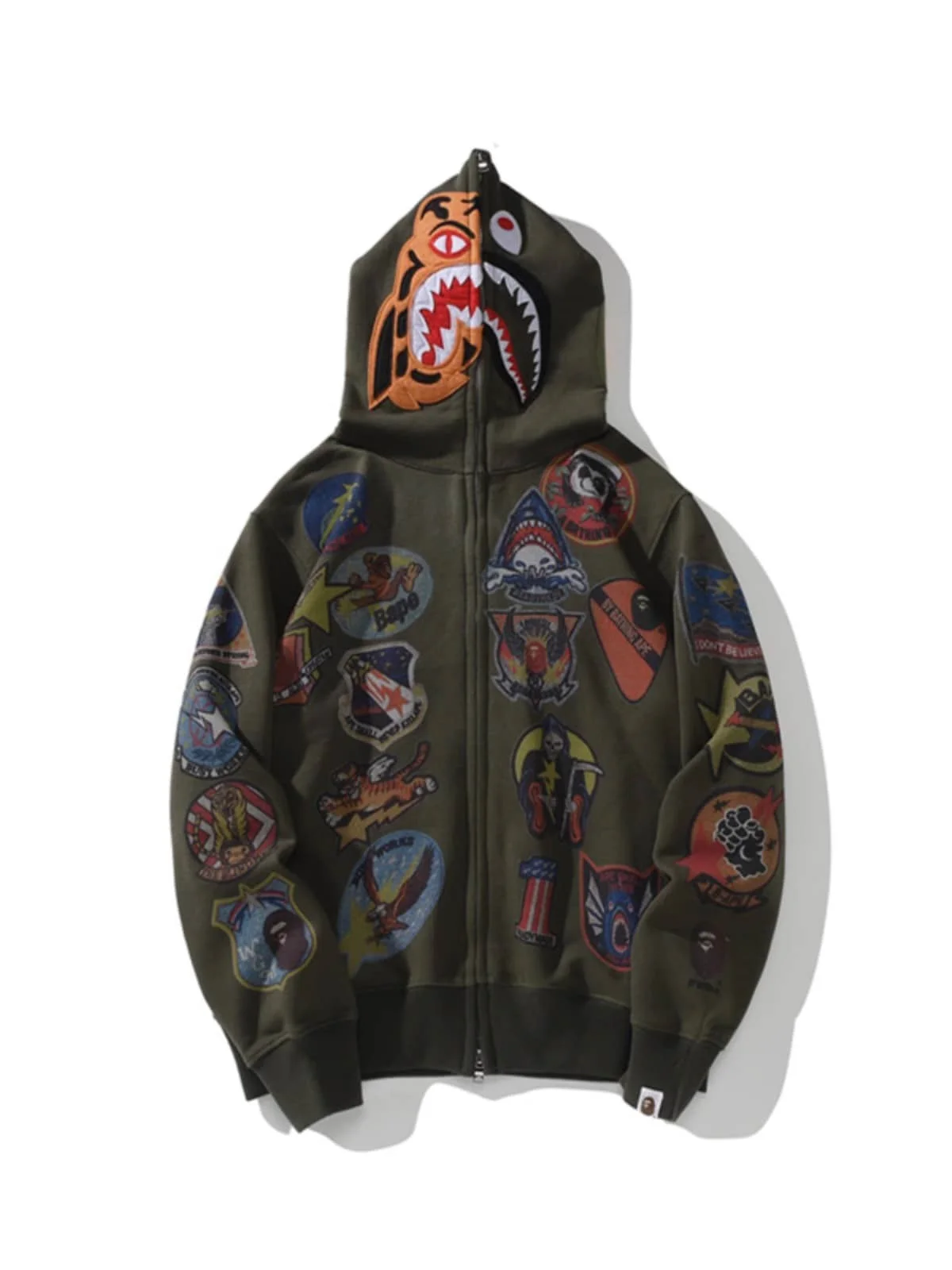 APE Shark Tiger 15th Anniversary Print Hooded Sweatshirt Unisex