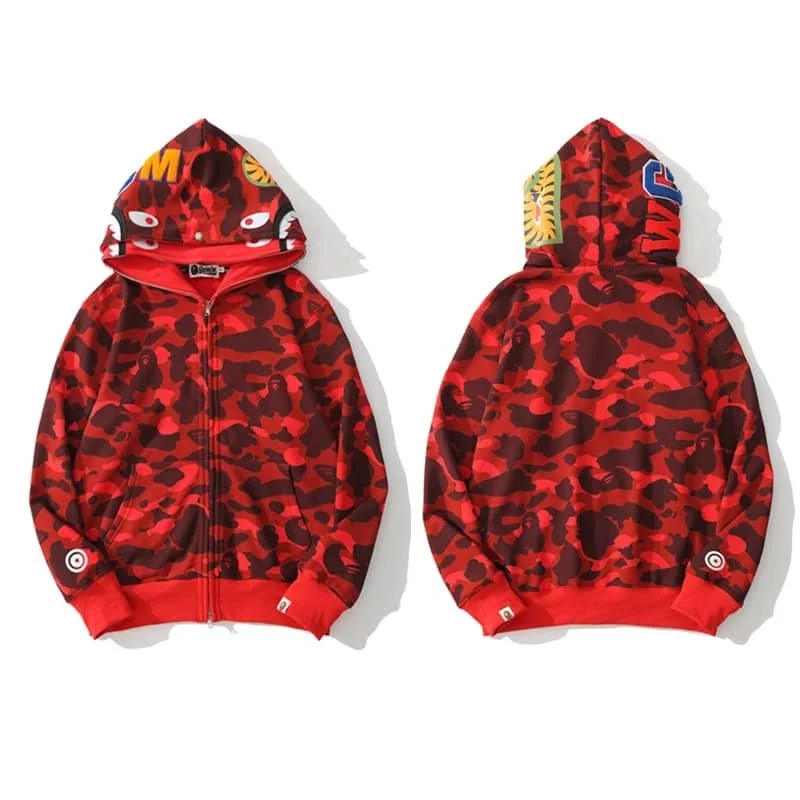 APE Shark Tiger Glow Star Loose Hoodie Unisex Open Jacket Style 19