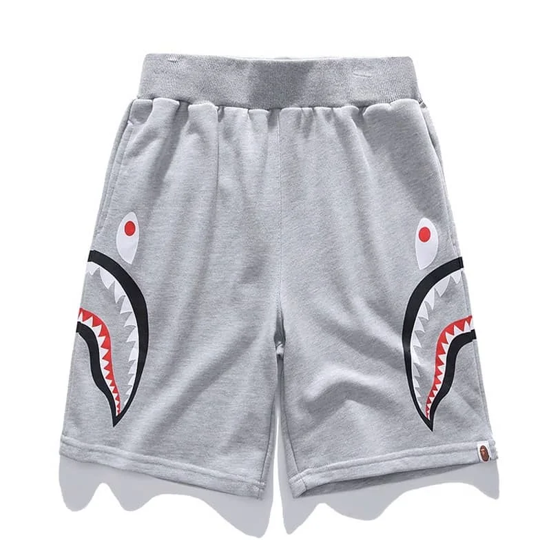 APE Side Shark Mouth Camo Print Casual Shorts Loose Terry Unisex Style 6