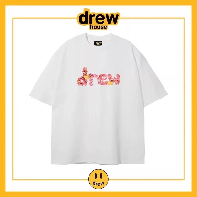 Drew Heart Print Short Sleeve T-Shirt Unisex Cotton Casual Top Style 10