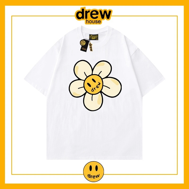 Drew Heart Print Short Sleeve T-Shirt Unisex Cotton Loose Summer Style 1