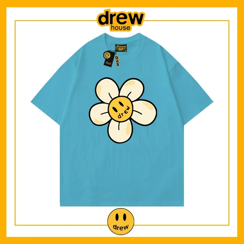 Drew Heart Print Short Sleeve T-Shirt Unisex Cotton Loose Summer Style 11