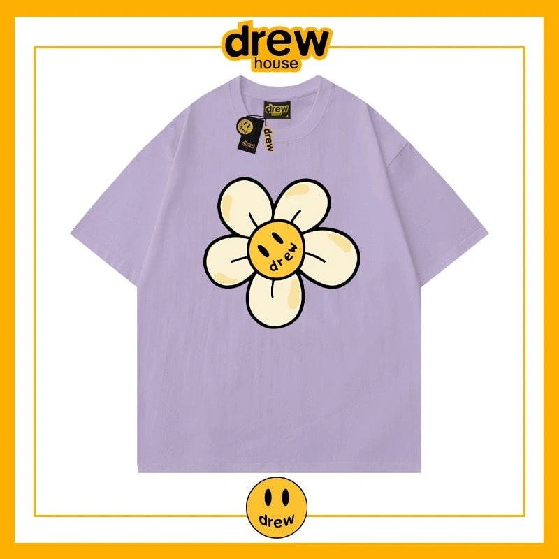 Drew Heart Print Short Sleeve T-Shirt Unisex Cotton Loose Summer Style 12