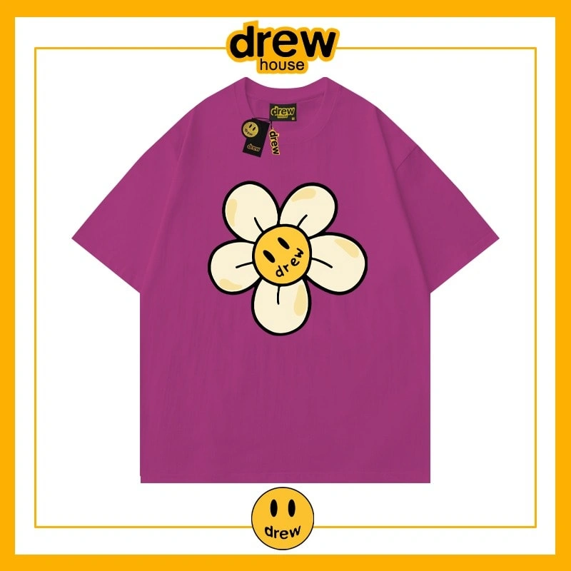 Drew Heart Print Short Sleeve T-Shirt Unisex Cotton Loose Summer Style 13