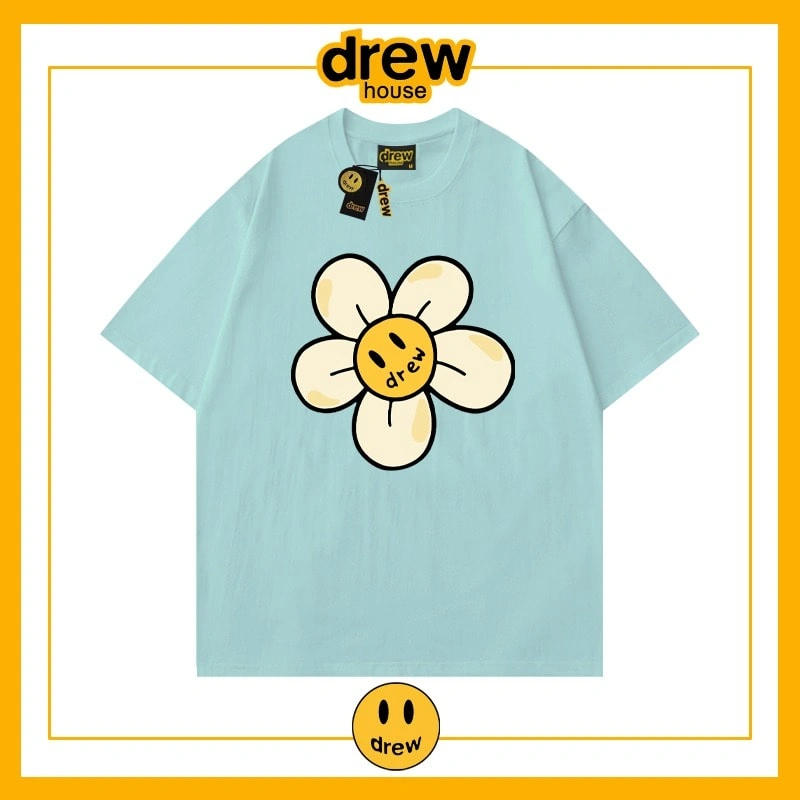 Drew Heart Print Short Sleeve T-Shirt Unisex Cotton Loose Summer Style 14