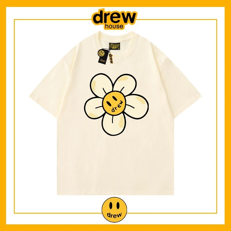 Drew Heart Print Short Sleeve T-Shirt Unisex Cotton Loose Summer Style 2