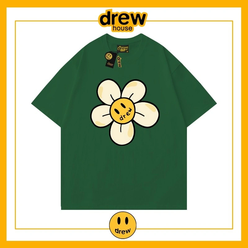 Drew Heart Print Short Sleeve T-Shirt Unisex Cotton Loose Summer Style 3