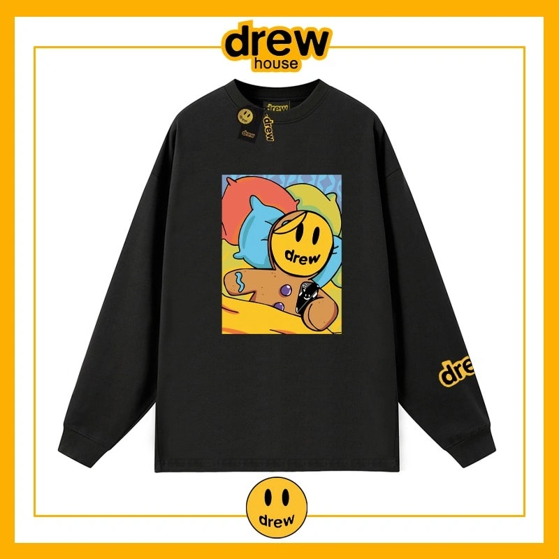 Drew Heavyweight Long Sleeve T-Shirt Unisex Cotton Base Layer Style 1