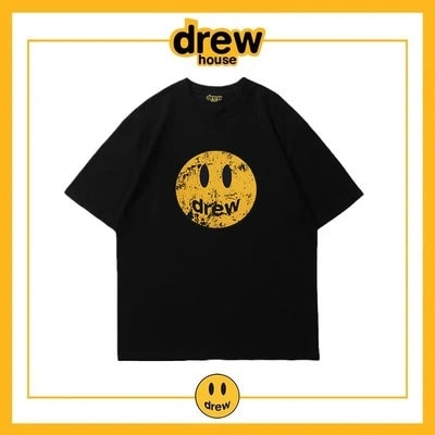 Drew House Distressed Smiley Short Sleeve T-Shirt Unisex Cotton Top Style 1