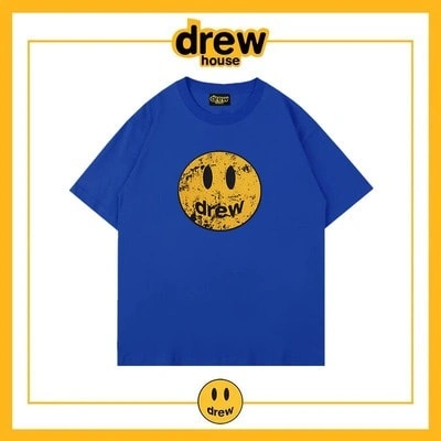 Drew House Distressed Smiley Short Sleeve T-Shirt Unisex Cotton Top Style 4