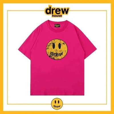 Drew House Distressed Smiley Short Sleeve T-Shirt Unisex Cotton Top Style 7
