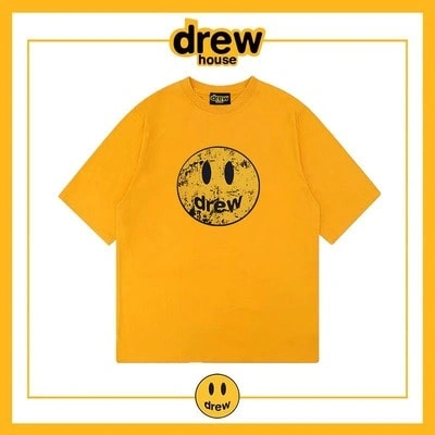 Drew House Distressed Smiley Short Sleeve T-Shirt Unisex Cotton Top Style 8