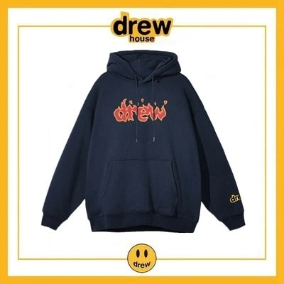 Drew House Flame Print Hoodie Unisex Cotton Fleece Jacket Style 2