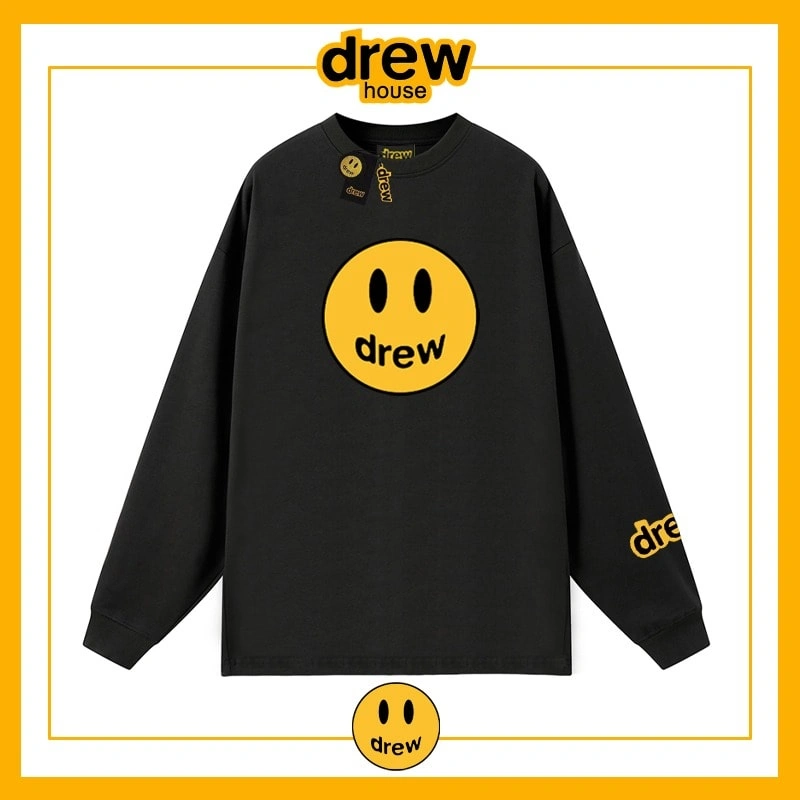 Drew House Heavyweight Long Sleeve T-Shirt Unisex Cotton Autumn Sweatshirt Style 1