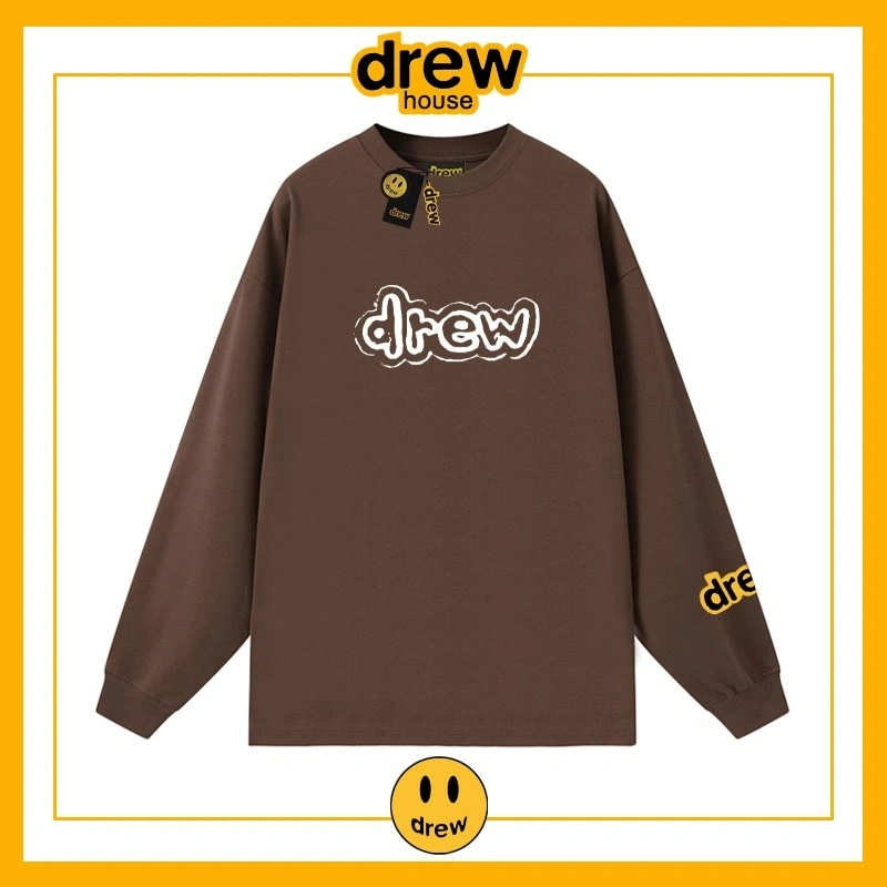 Drew House Heavyweight Long Sleeve T-Shirt Unisex Cotton Thin Top Style 5