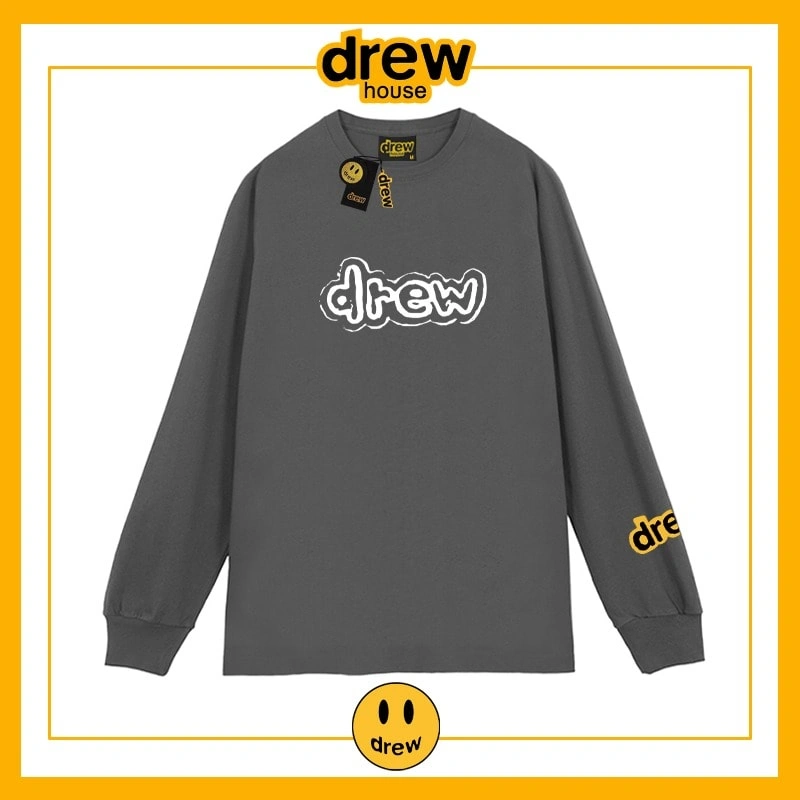 Drew House Heavyweight Long Sleeve T-Shirt Unisex Cotton Thin Top Style 7