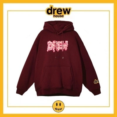 Drew House Print Hoodie Cotton Fleece Unisex Pullover Style 6
