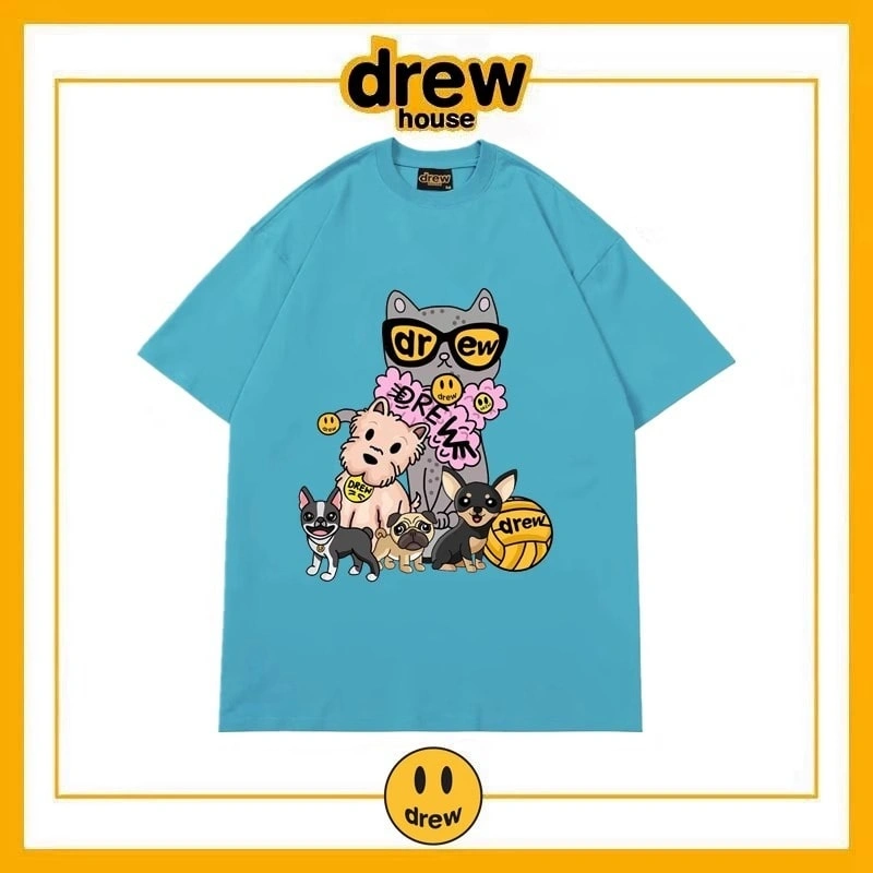 Drew House Short Sleeve T-Shirt Unisex Cotton Print Top Style 10