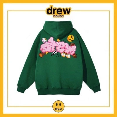 Drew House Unisex Fleece Hoodie Cotton Loose Style 12