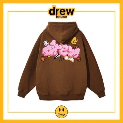 Drew House Unisex Fleece Hoodie Cotton Loose Style 13