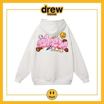 Drew House Unisex Fleece Hoodie Cotton Loose Style 3