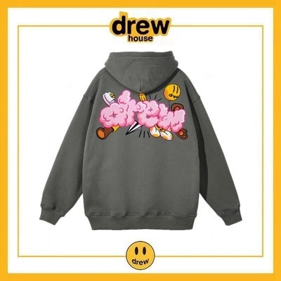 Drew House Unisex Fleece Hoodie Cotton Loose Style 7