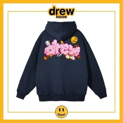 Drew House Unisex Fleece Hoodie Cotton Loose Style 8