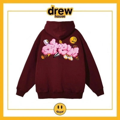 Drew House Unisex Fleece Hoodie Cotton Loose Style 9