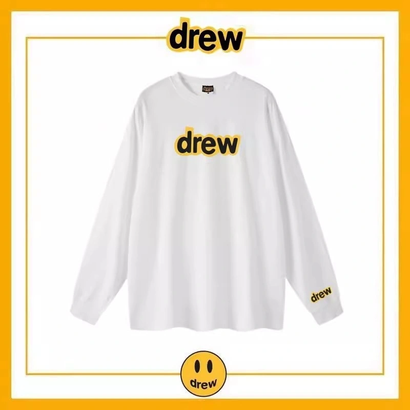 Drew Letter Long Sleeve T-Shirt Unisex Cotton Loose Top Style 6