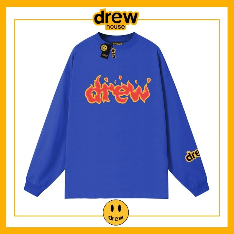 Drew Long Sleeve T-Shirt Cotton Loose Base Layer Unisex Student Style 4