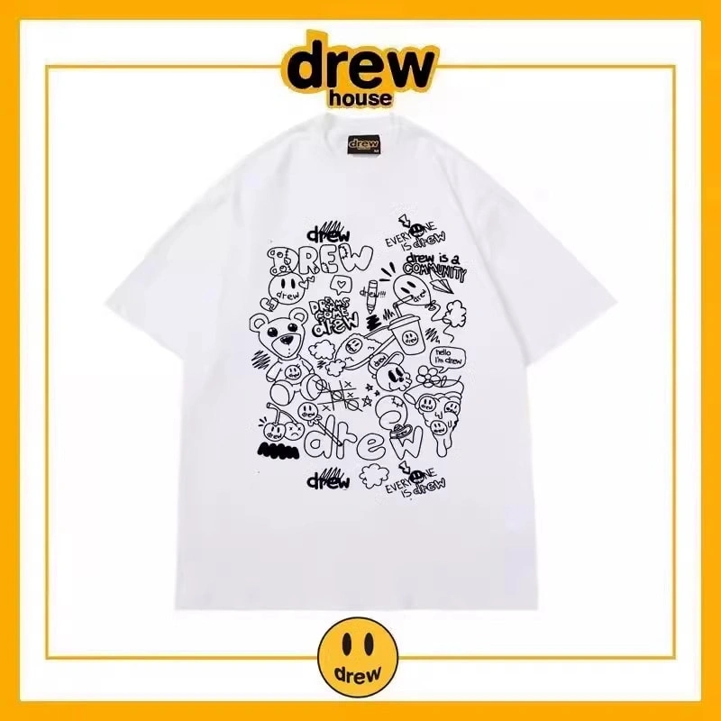 Drew Summer Print Short Sleeve T-Shirt Unisex Cotton Loose Style 1