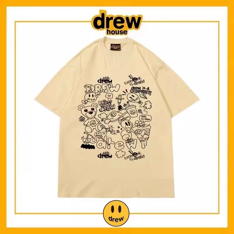 Drew Summer Print Short Sleeve T-Shirt Unisex Cotton Loose Style 14