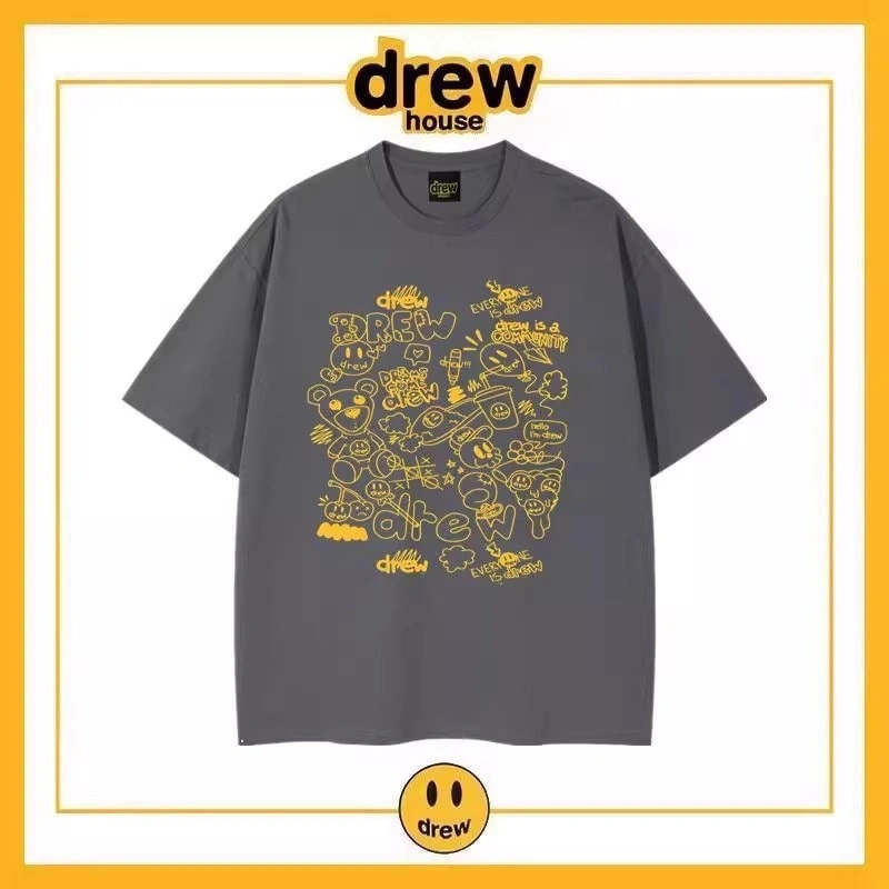 Drew Summer Print Short Sleeve T-Shirt Unisex Cotton Loose Style 17