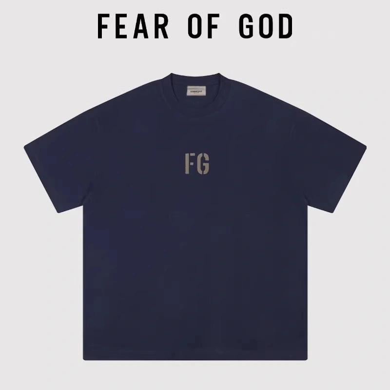 FG Flocked Letter T-Shirt Unisex Loose Essentials Cotton Short Sleeve Streetwear Style 2